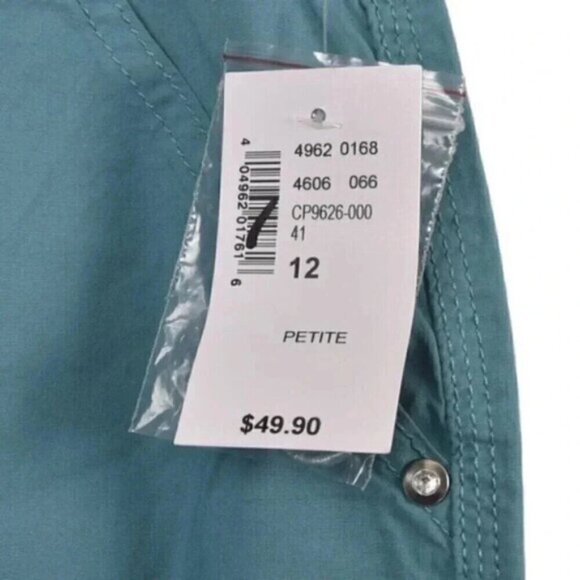 NWT Cleo Petites Capri Pants Turquoise Blue Pull On Size 12 - Picture 3 of 9